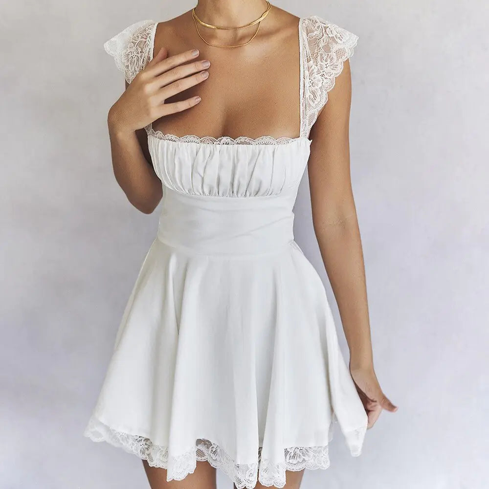 Lace-Sleeve Summer Dress