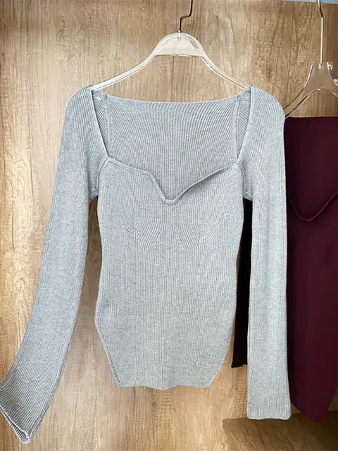 Long-Sleeved Knitted Pullover