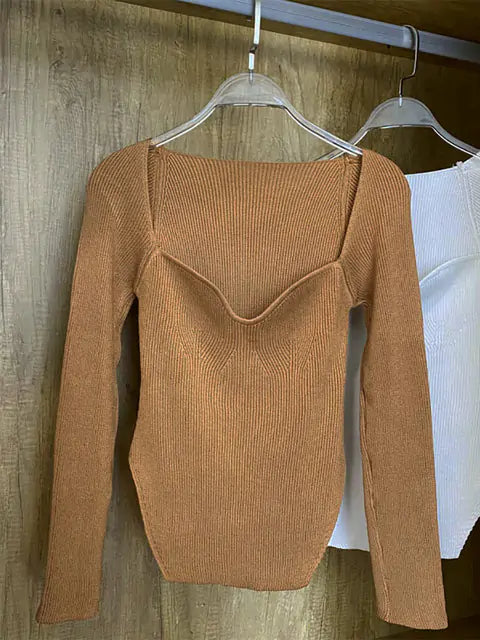 Long-Sleeved Knitted Pullover