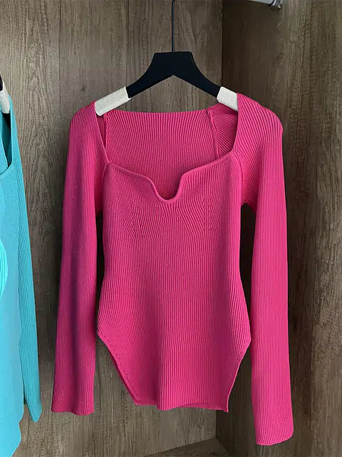 Long-Sleeved Knitted Pullover