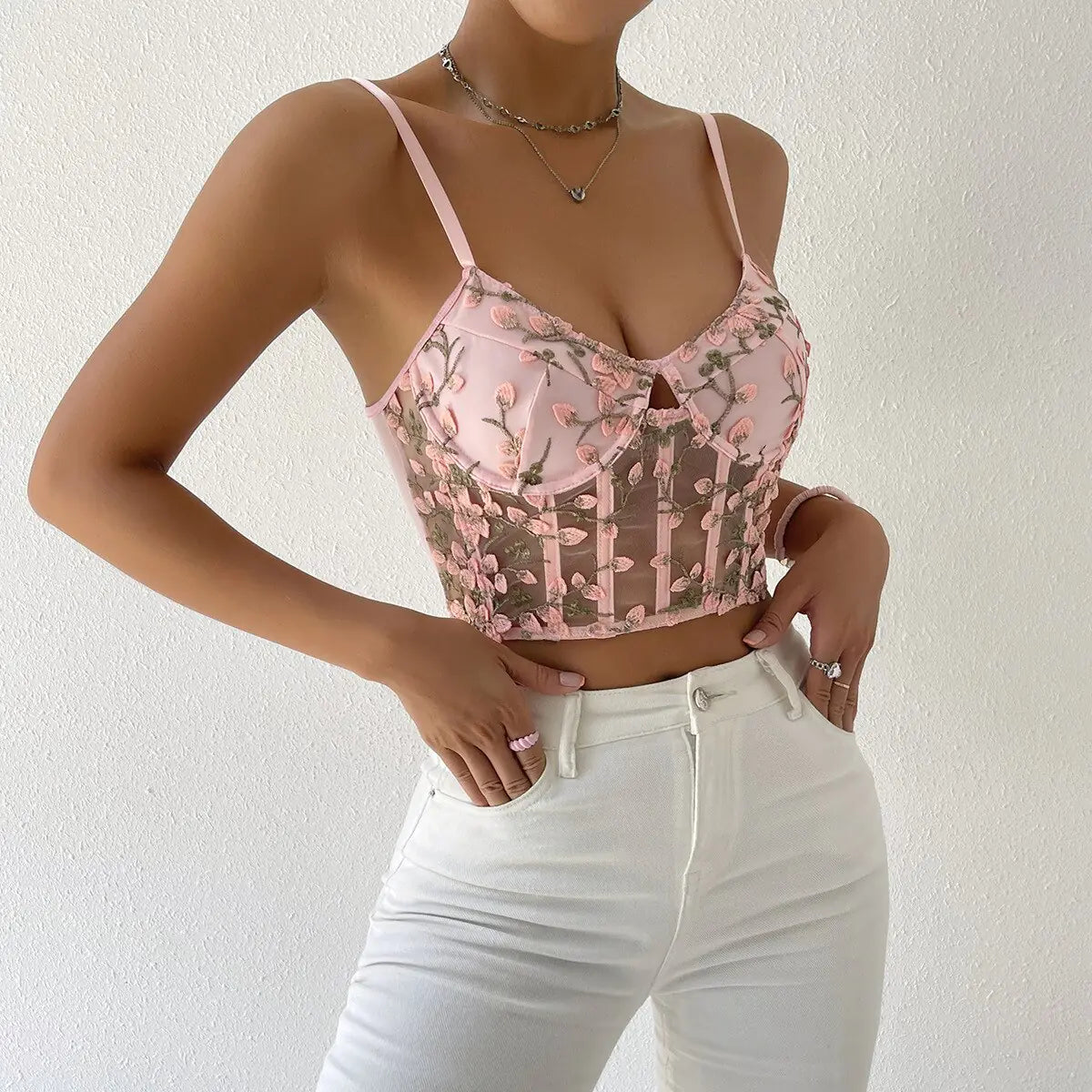 Velvet Floral Lace Corset Top