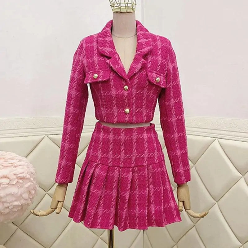 Pink Tweed Two Piece Set