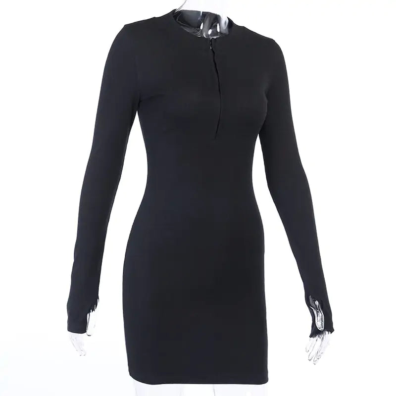 Half-Zip Stretch Mini Dress